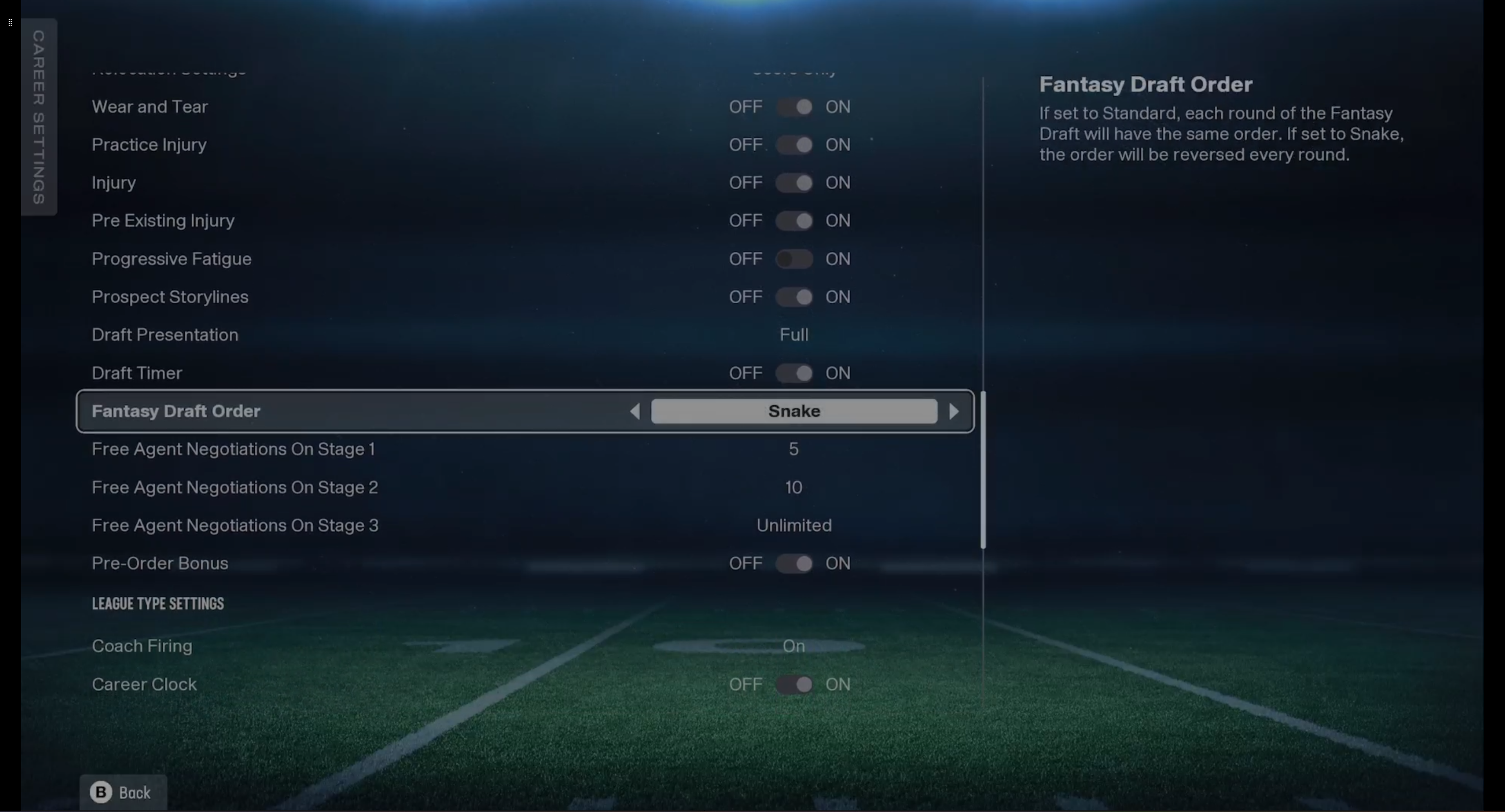 Draft order settings in Madden NFL 26